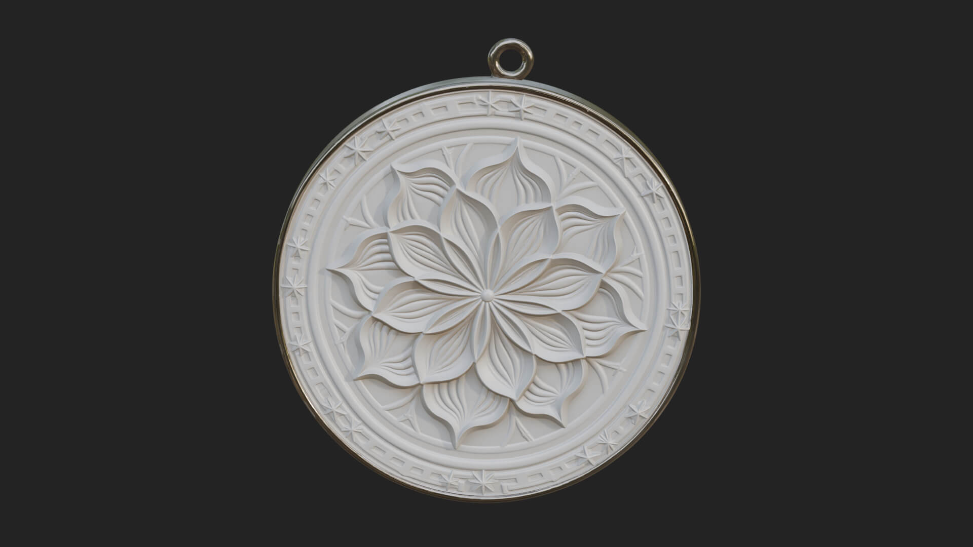 Lotus Bloom Oval Relief Plaque Design 1 3D Print Model 3D Model