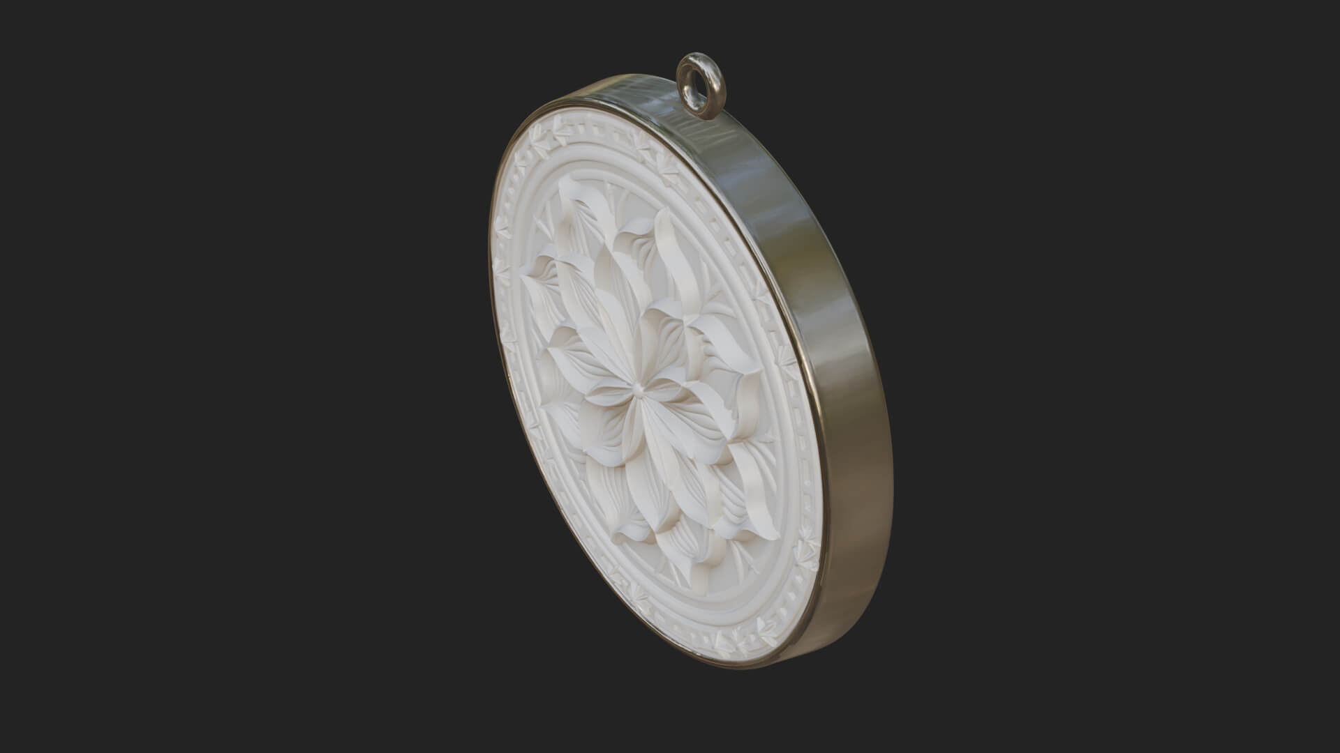 Lotus Bloom Oval Relief Plaque Design 1 3D Print Model 3D Model