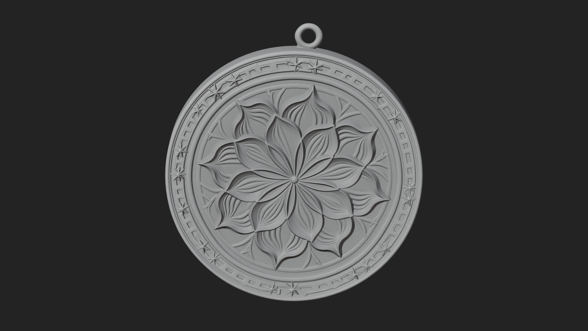 Lotus Bloom Oval Relief Plaque Design 1 3D Print Model 3D Model