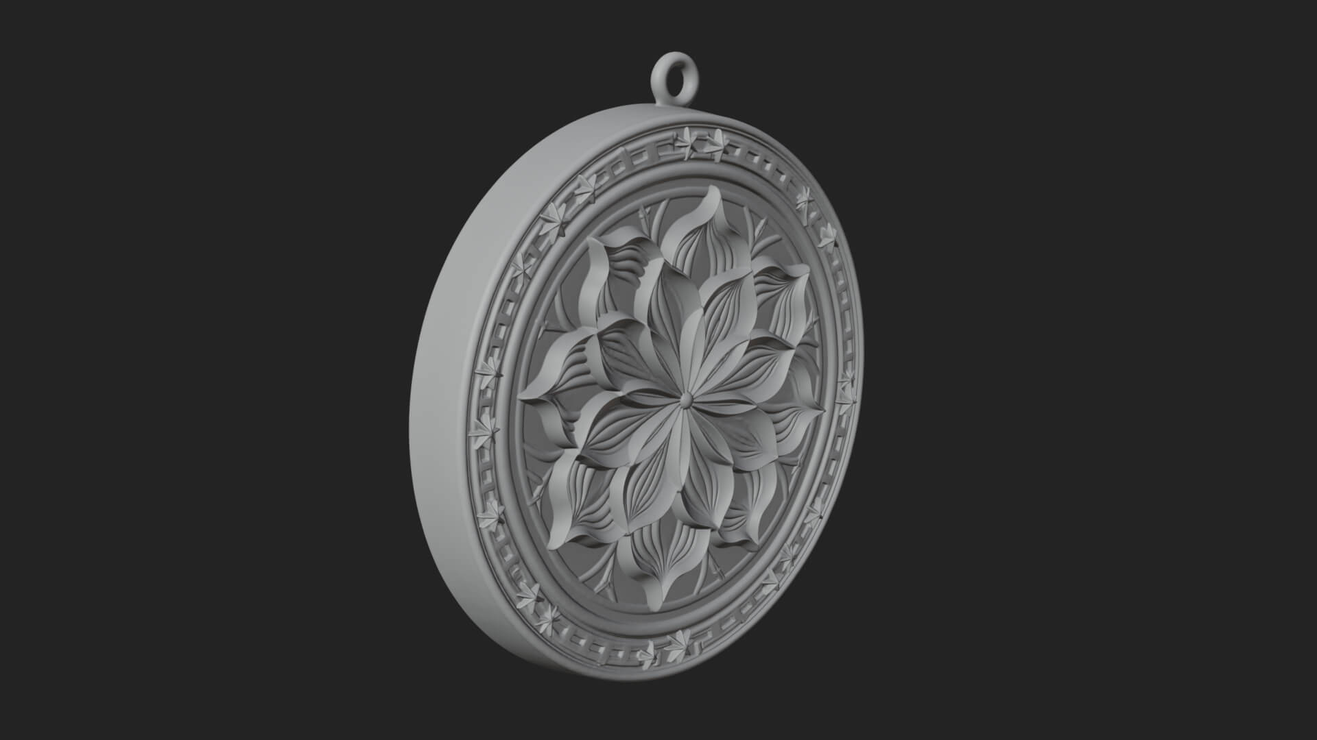 Lotus Bloom Oval Relief Plaque Design 1 3D Print Model 3D Model