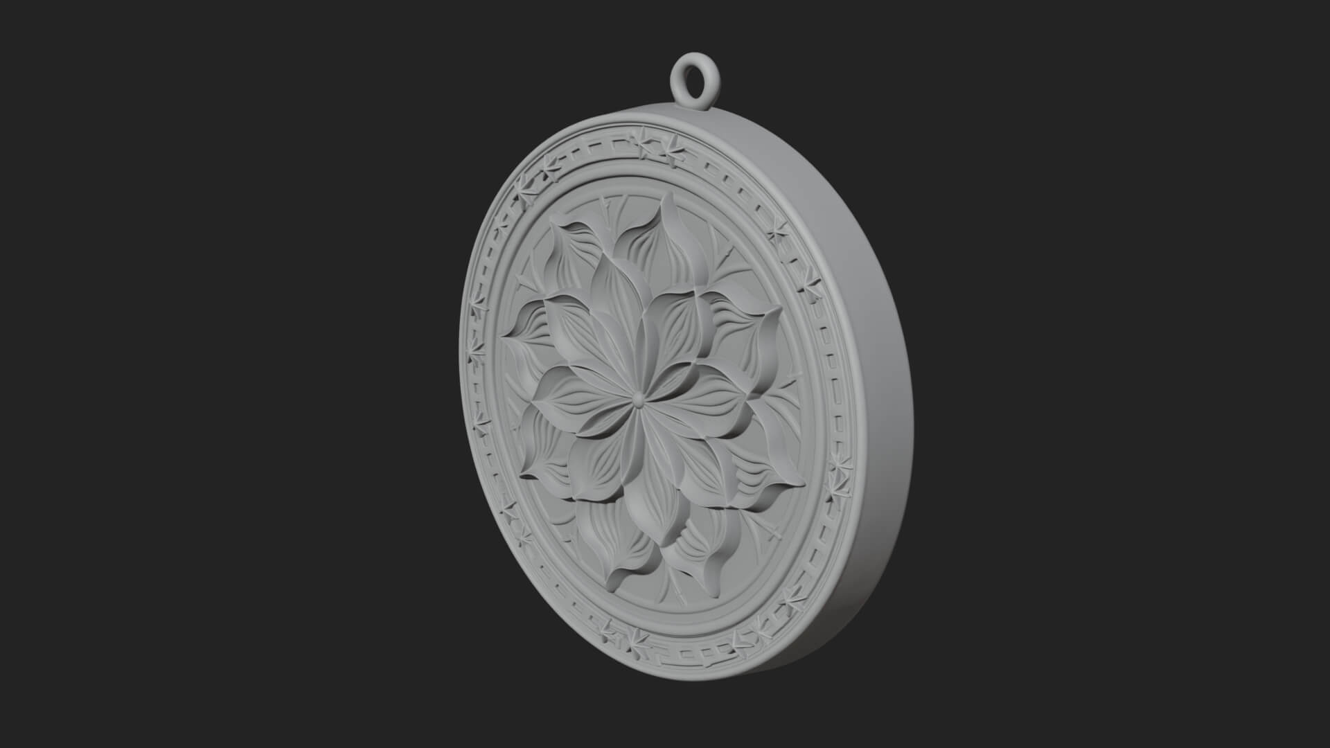 Lotus Bloom Oval Relief Plaque Design 1 3D Print Model 3D Model