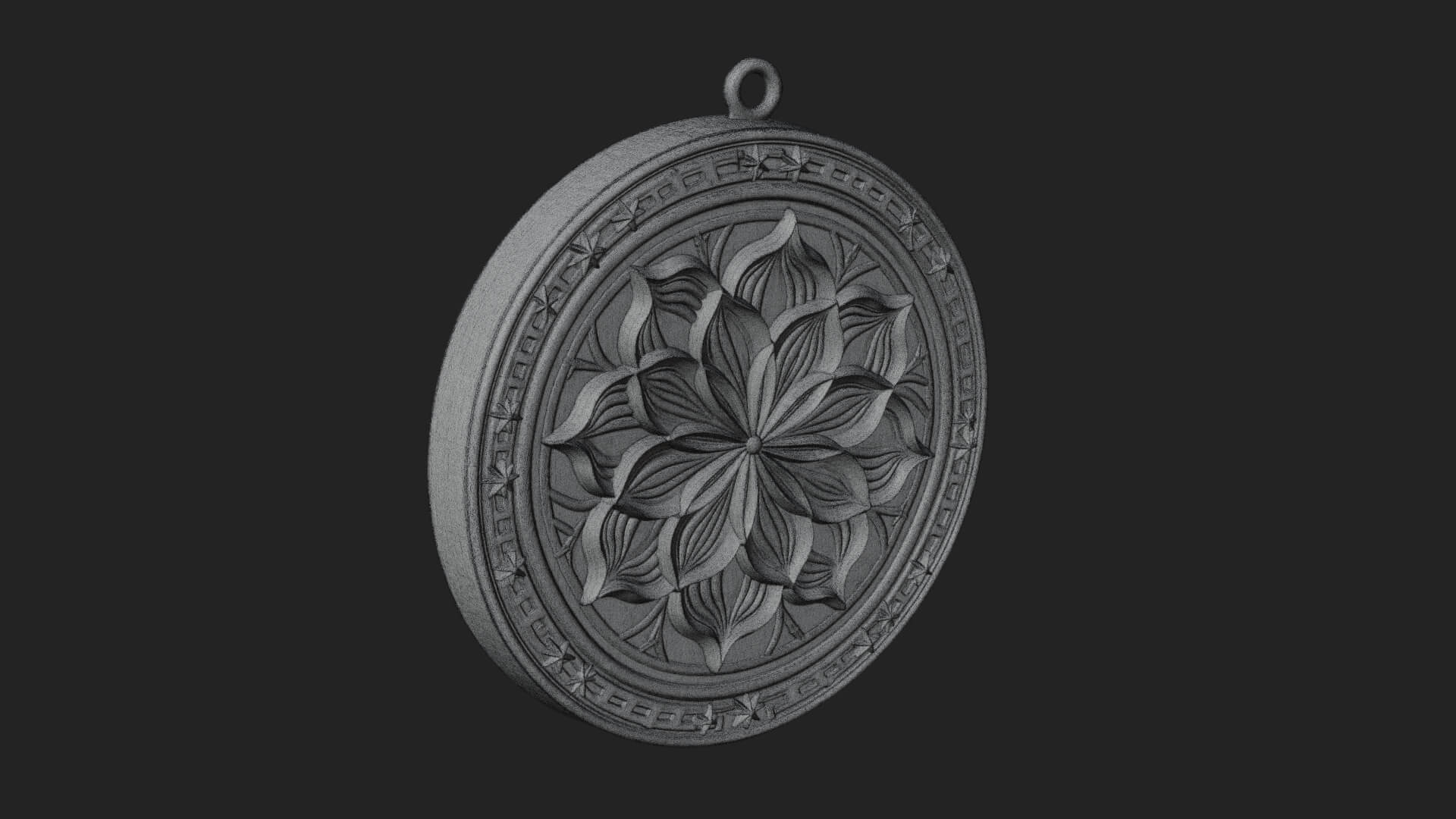 Lotus Bloom Oval Relief Plaque Design 1 3D Print Model 3D Model