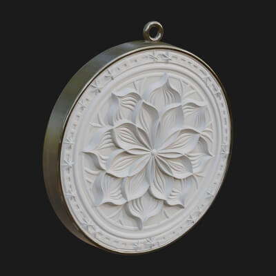 Lotus Bloom Oval Relief Plaque Design 1 3D Print Model