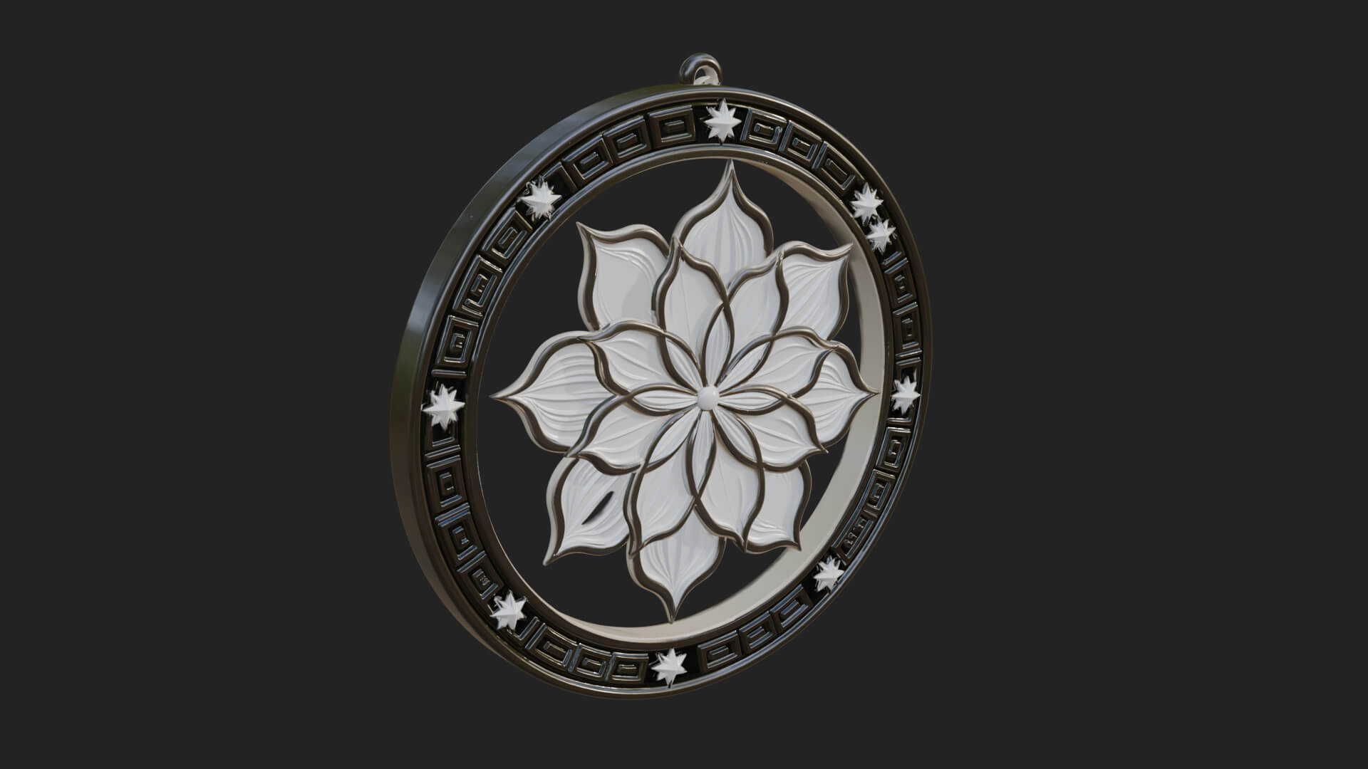 Lotus Bloom Oval Relief Plaque Design 2 3D Print Model 3D Model