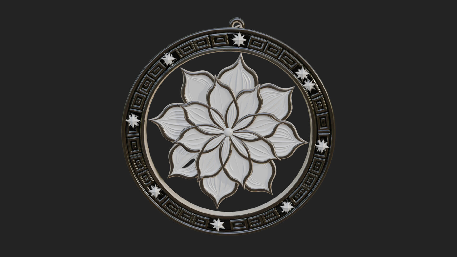 Lotus Bloom Oval Relief Plaque Design 2 3D Print Model 3D Model