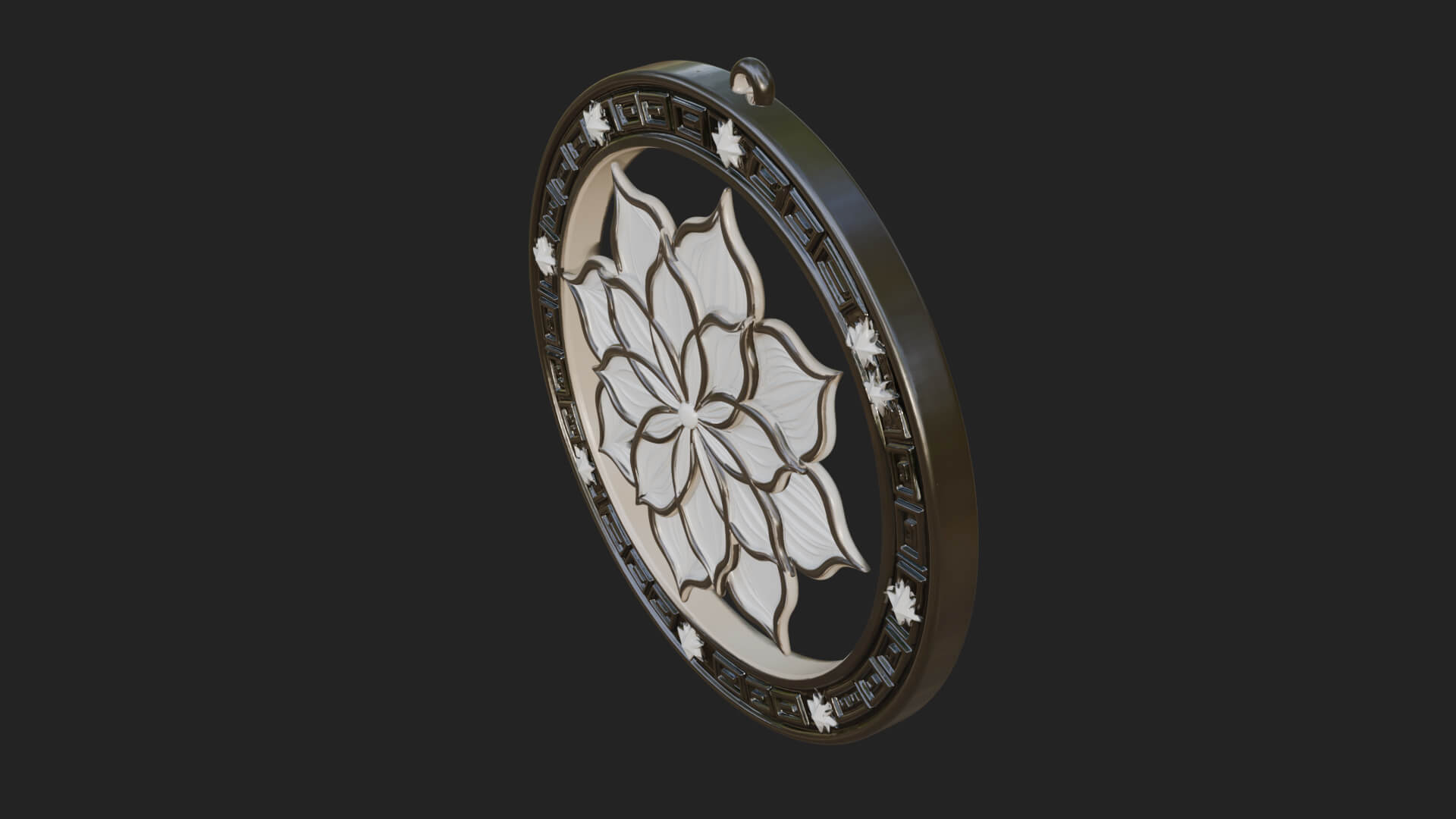 Lotus Bloom Oval Relief Plaque Design 2 3D Print Model 3D Model