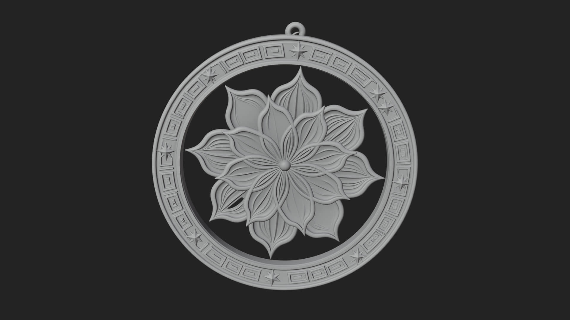 Lotus Bloom Oval Relief Plaque Design 2 3D Print Model 3D Model