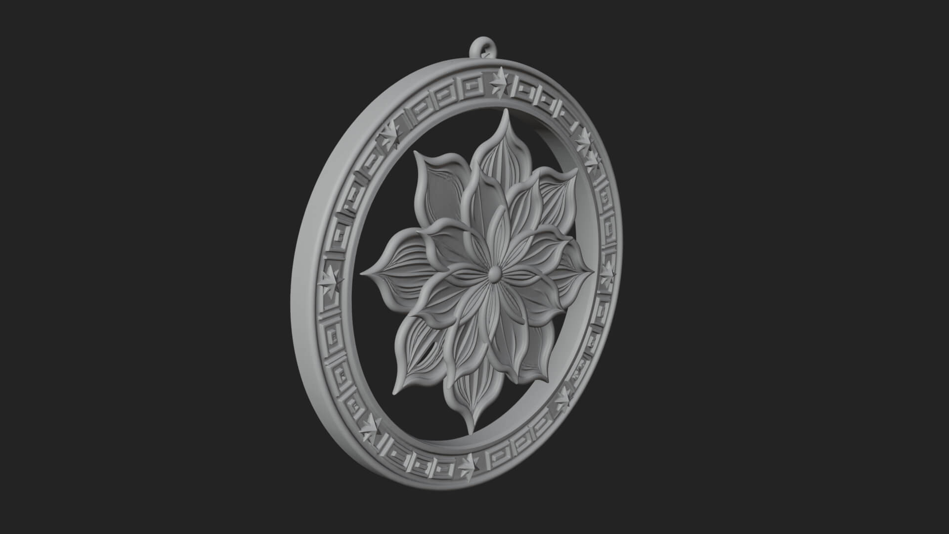 Lotus Bloom Oval Relief Plaque Design 2 3D Print Model 3D Model