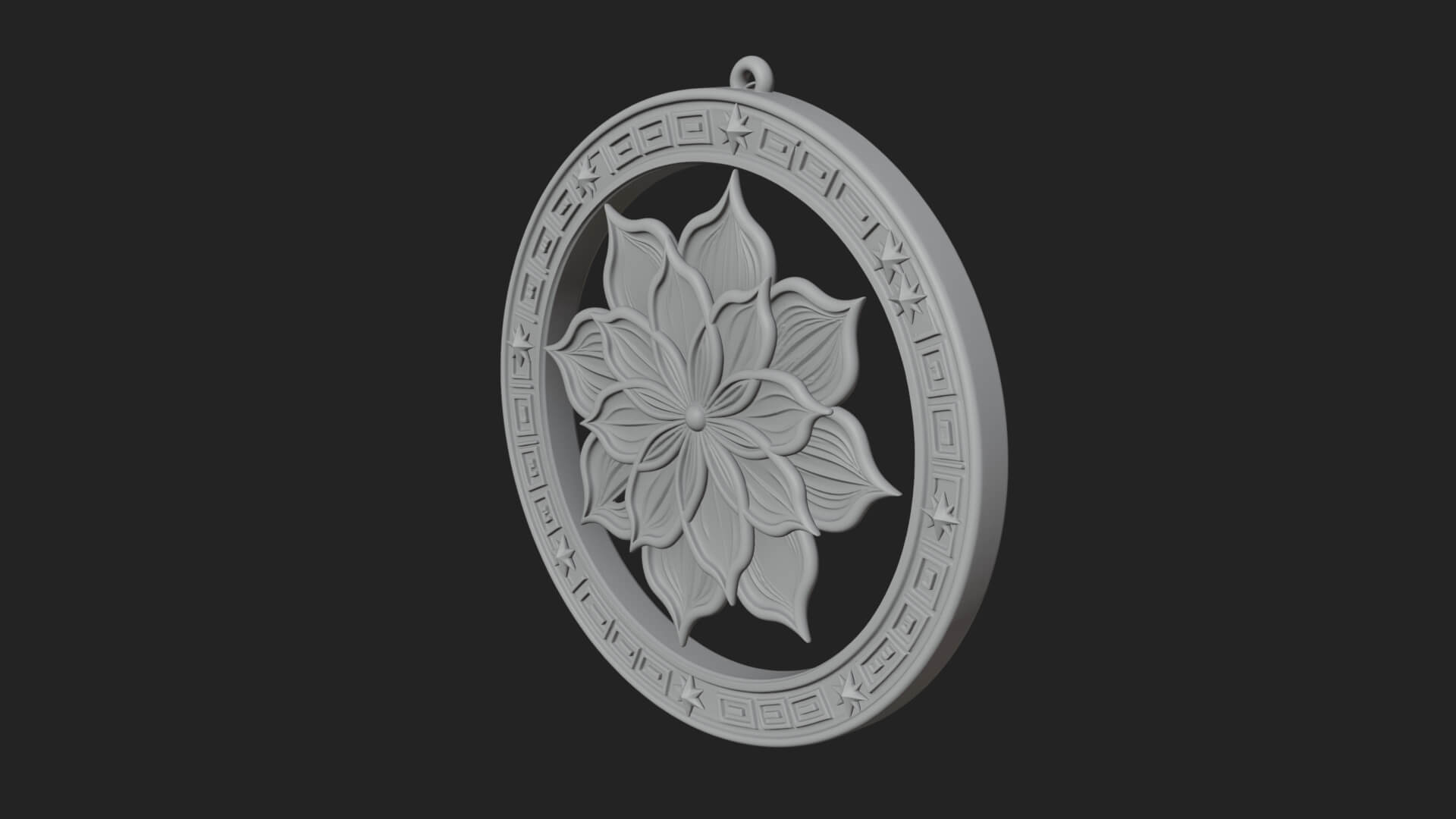 Lotus Bloom Oval Relief Plaque Design 2 3D Print Model 3D Model