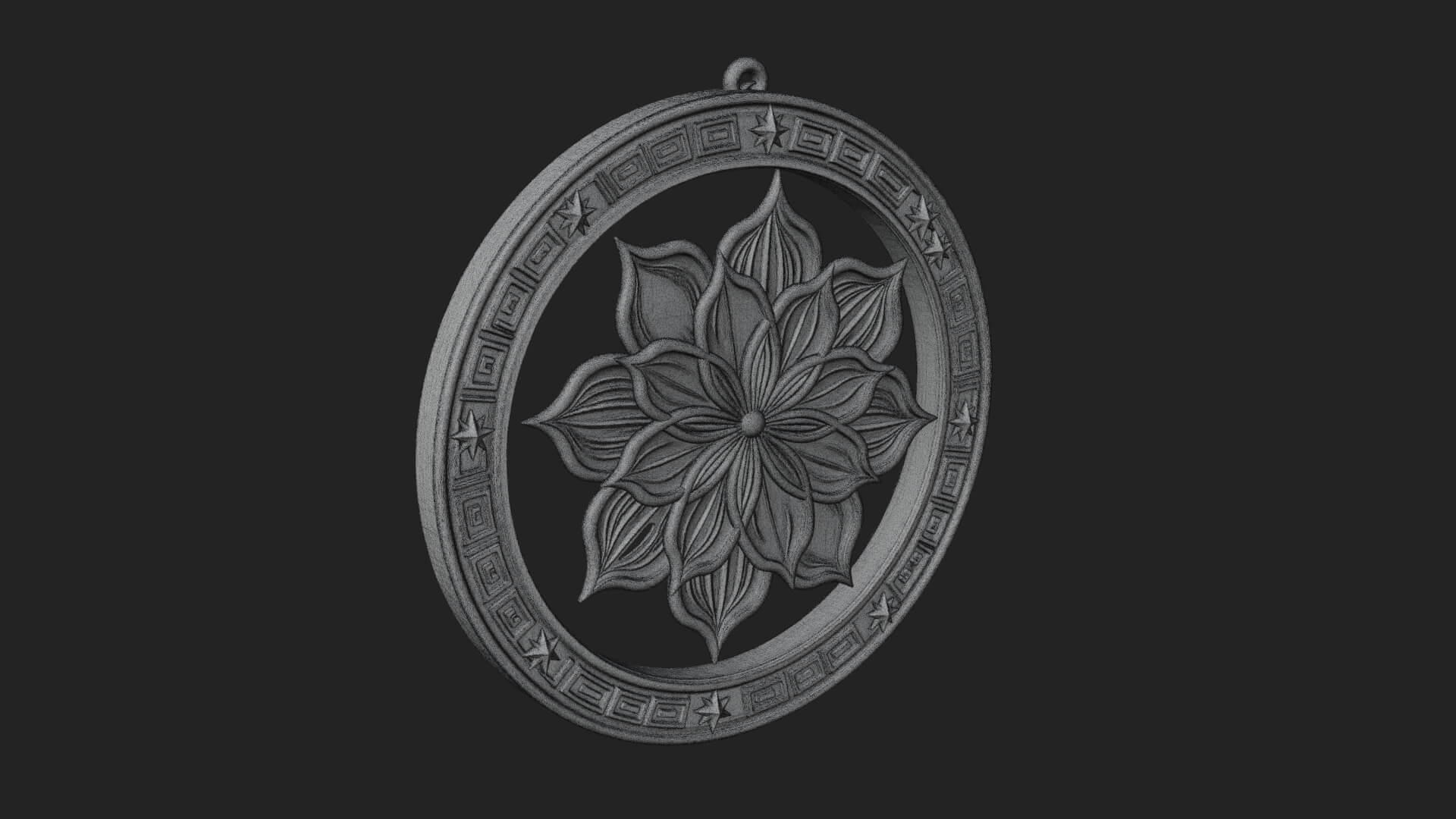Lotus Bloom Oval Relief Plaque Design 2 3D Print Model 3D Model