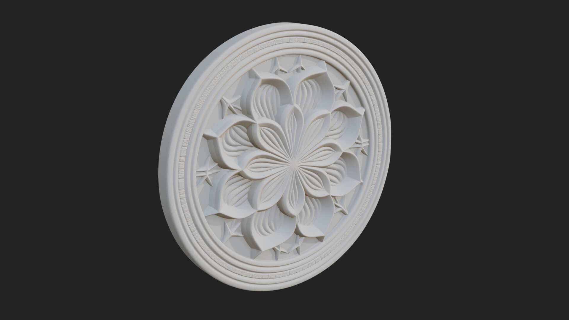 Lotus Bloom Oval Relief Plaque Design 3 3D Print Model 3D Model