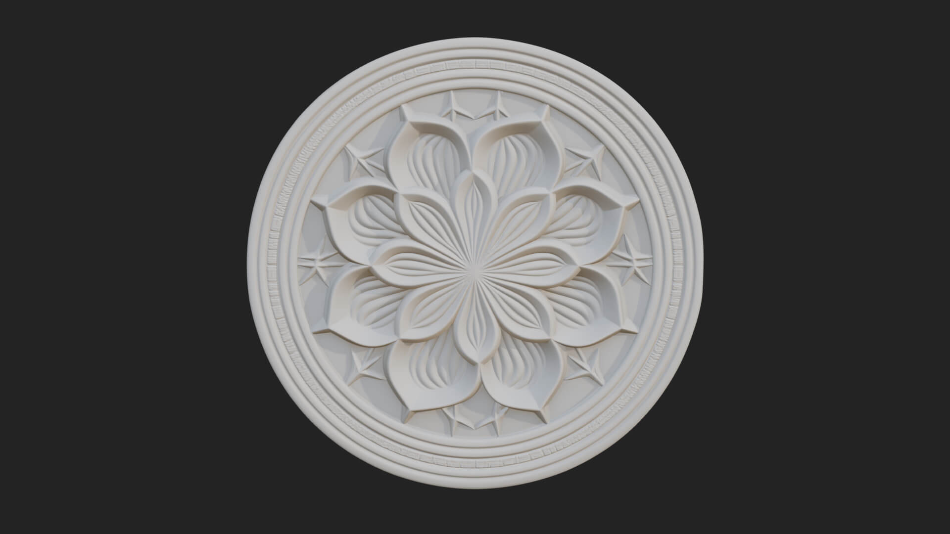 Lotus Bloom Oval Relief Plaque Design 3 3D Print Model 3D Model