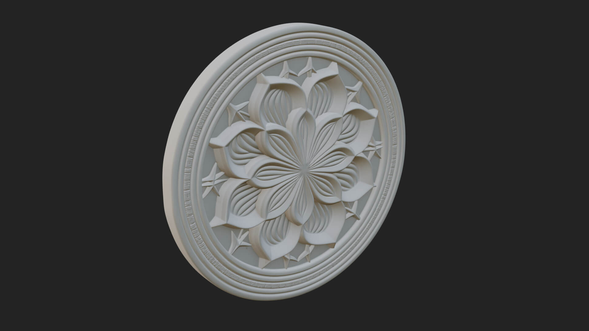 Lotus Bloom Oval Relief Plaque Design 3 3D Print Model 3D Model