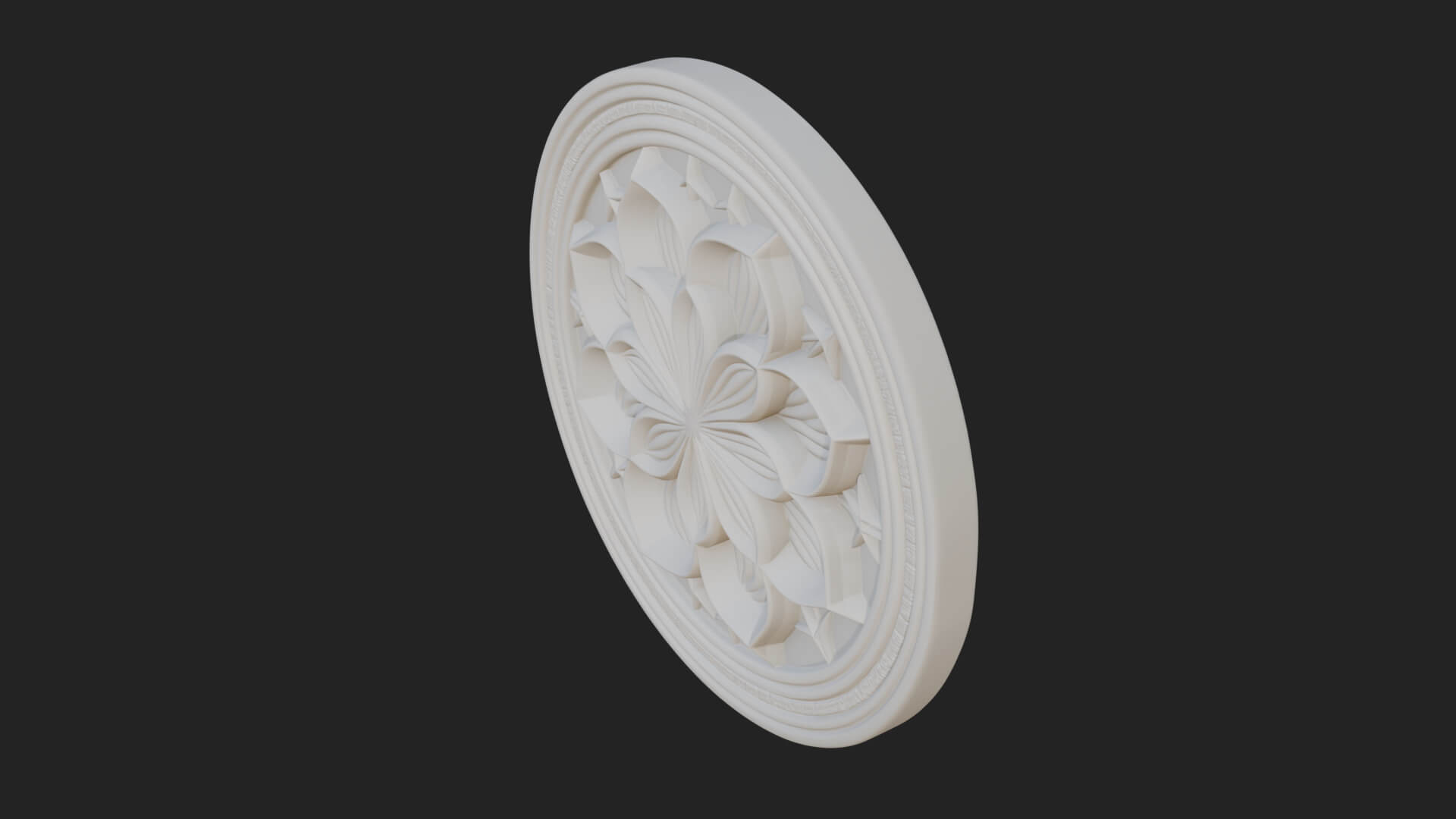 Lotus Bloom Oval Relief Plaque Design 3 3D Print Model 3D Model