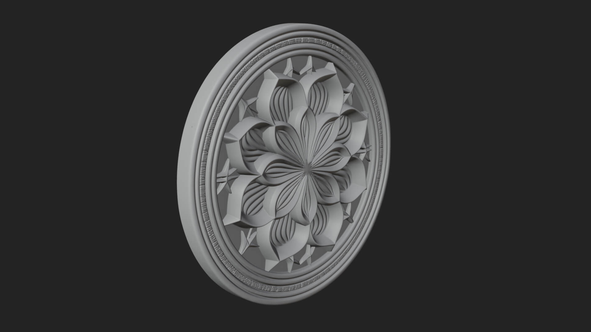 Lotus Bloom Oval Relief Plaque Design 3 3D Print Model 3D Model