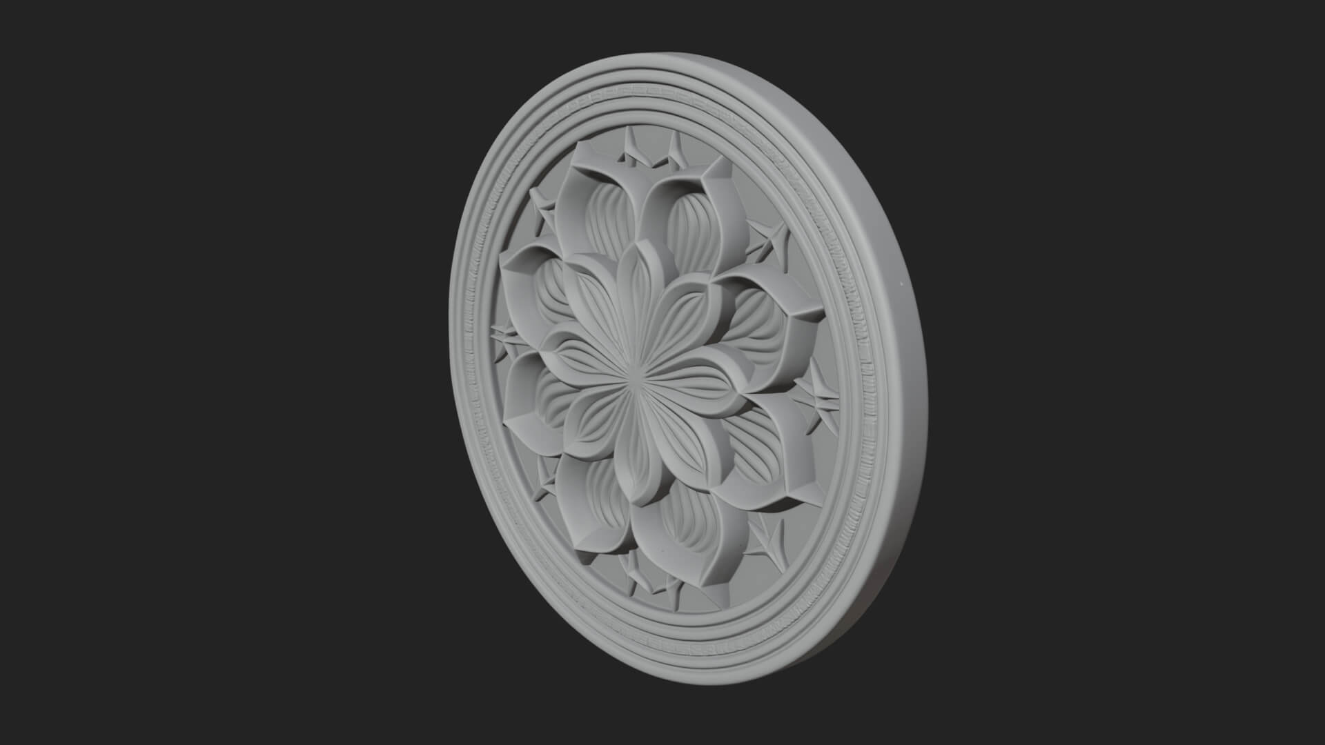 Lotus Bloom Oval Relief Plaque Design 3 3D Print Model 3D Model
