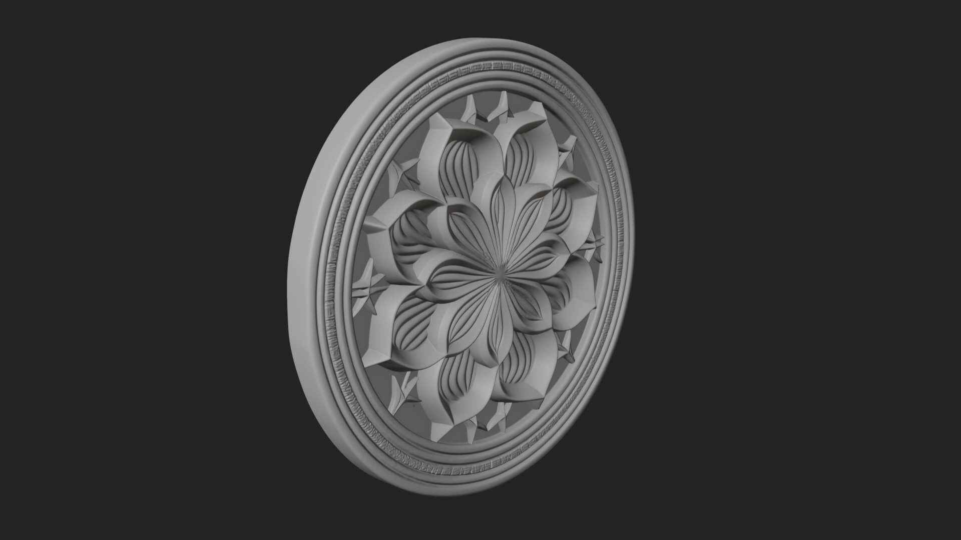 Lotus Bloom Oval Relief Plaque Design 3 3D Print Model 3D Model