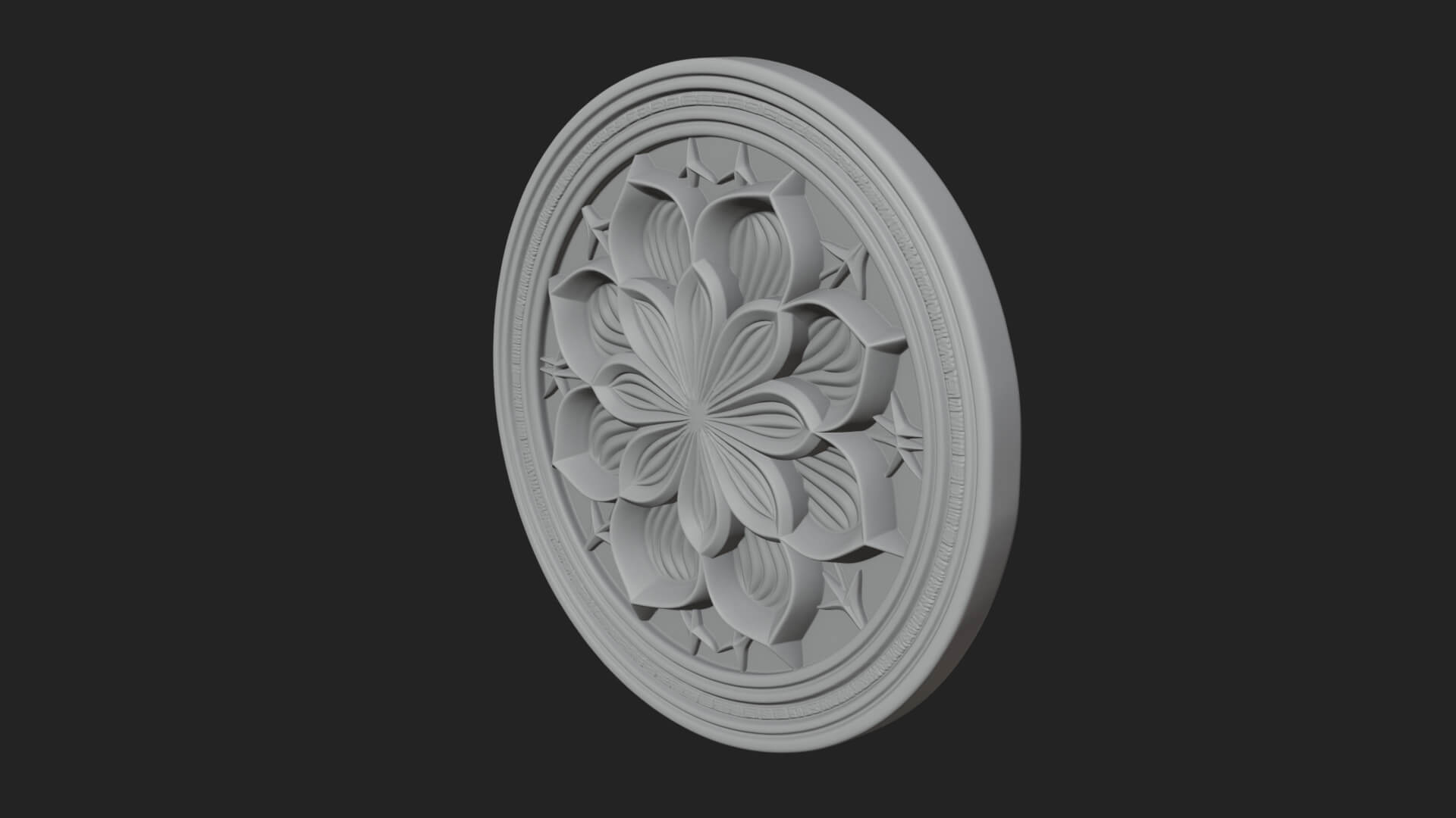 Lotus Bloom Oval Relief Plaque Design 3 3D Print Model 3D Model