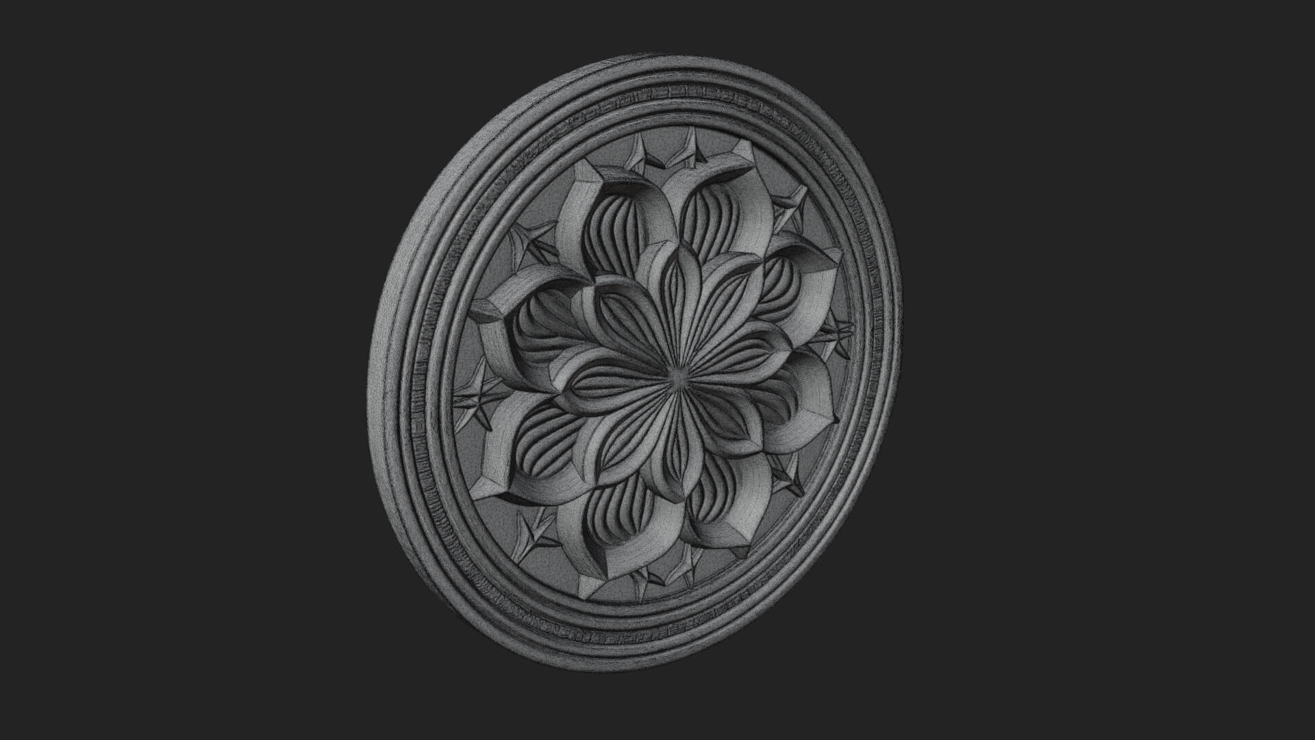 Lotus Bloom Oval Relief Plaque Design 3 3D Print Model 3D Model