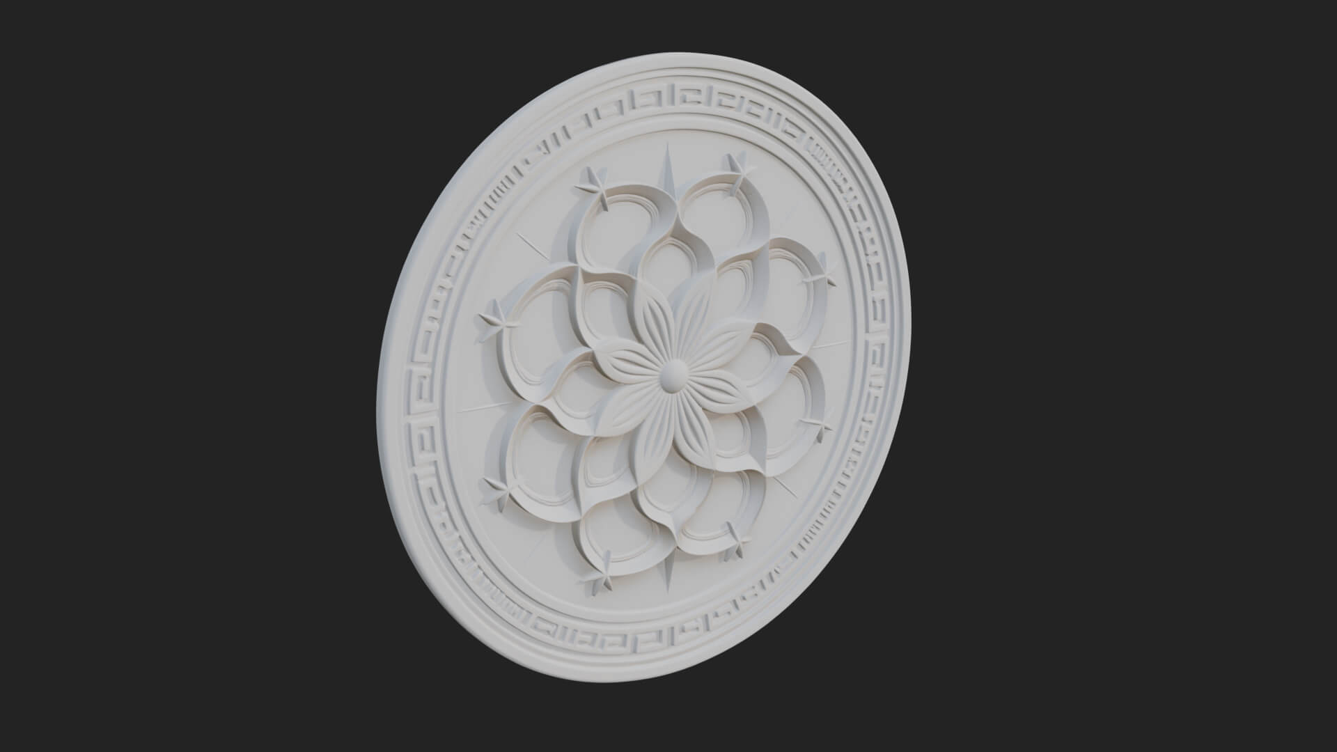 Lotus Bloom Oval Relief Plaque Design 4 3D Print Model 3D Model