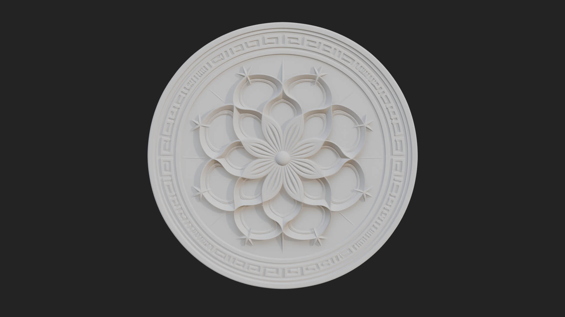 Lotus Bloom Oval Relief Plaque Design 4 3D Print Model 3D Model