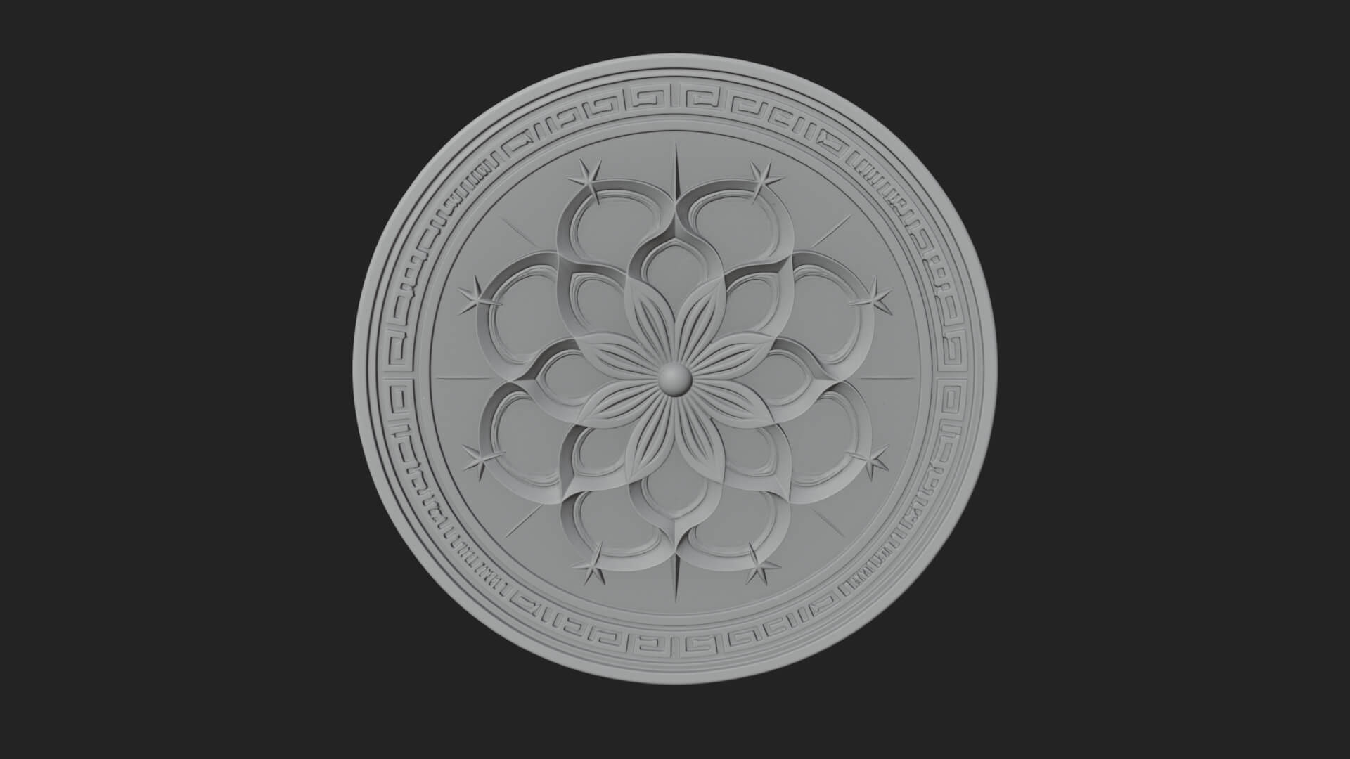 Lotus Bloom Oval Relief Plaque Design 4 3D Print Model 3D Model