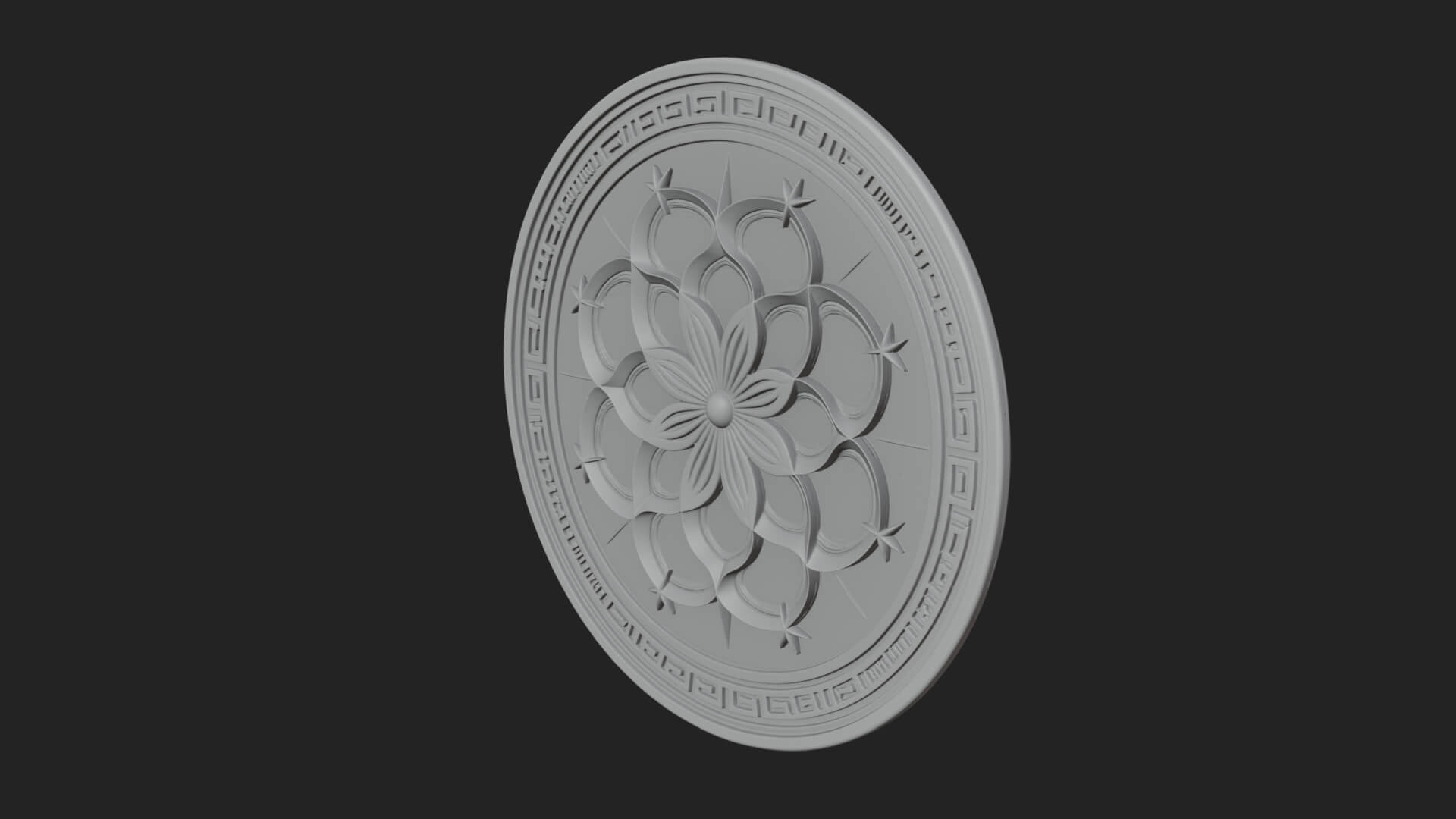 Lotus Bloom Oval Relief Plaque Design 4 3D Print Model 3D Model