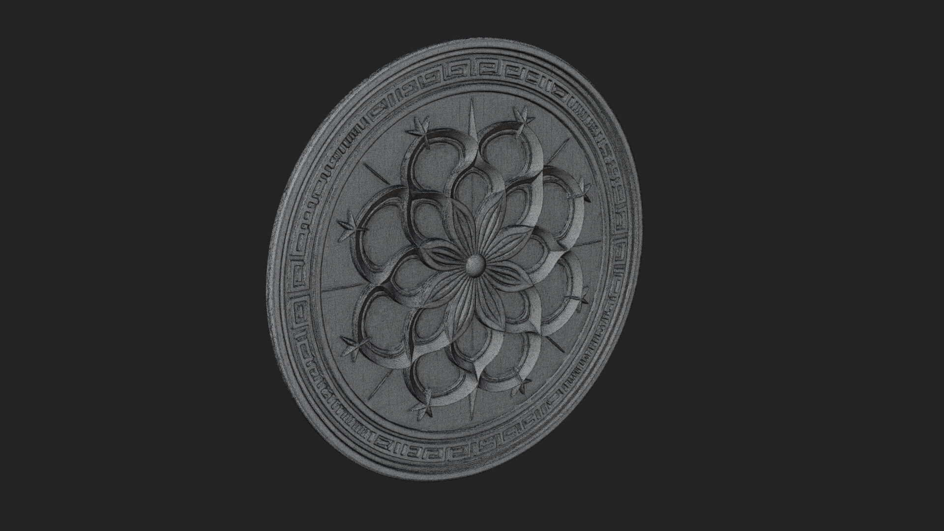 Lotus Bloom Oval Relief Plaque Design 4 3D Print Model 3D Model