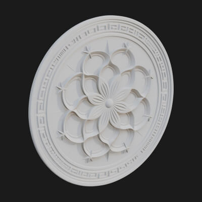 Lotus Bloom Oval Relief Plaque Design 4 3D Print Model