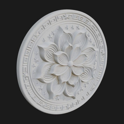 Lotus Bloom Oval Relief Plaque Design 5 3D Print Model