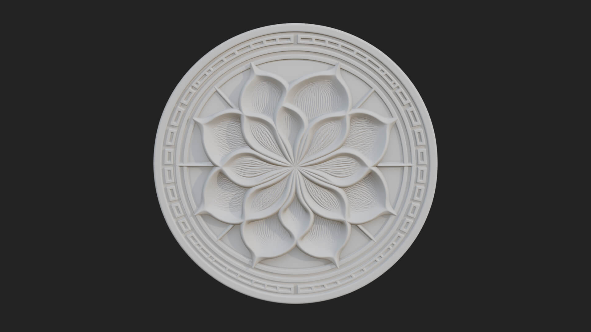 Lotus Bloom Oval Relief Plaque Design 6 3D Print Model 3D Model