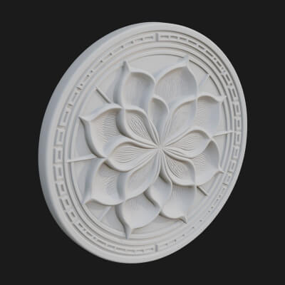 Lotus Bloom Oval Relief Plaque Design 6 3D Print Model