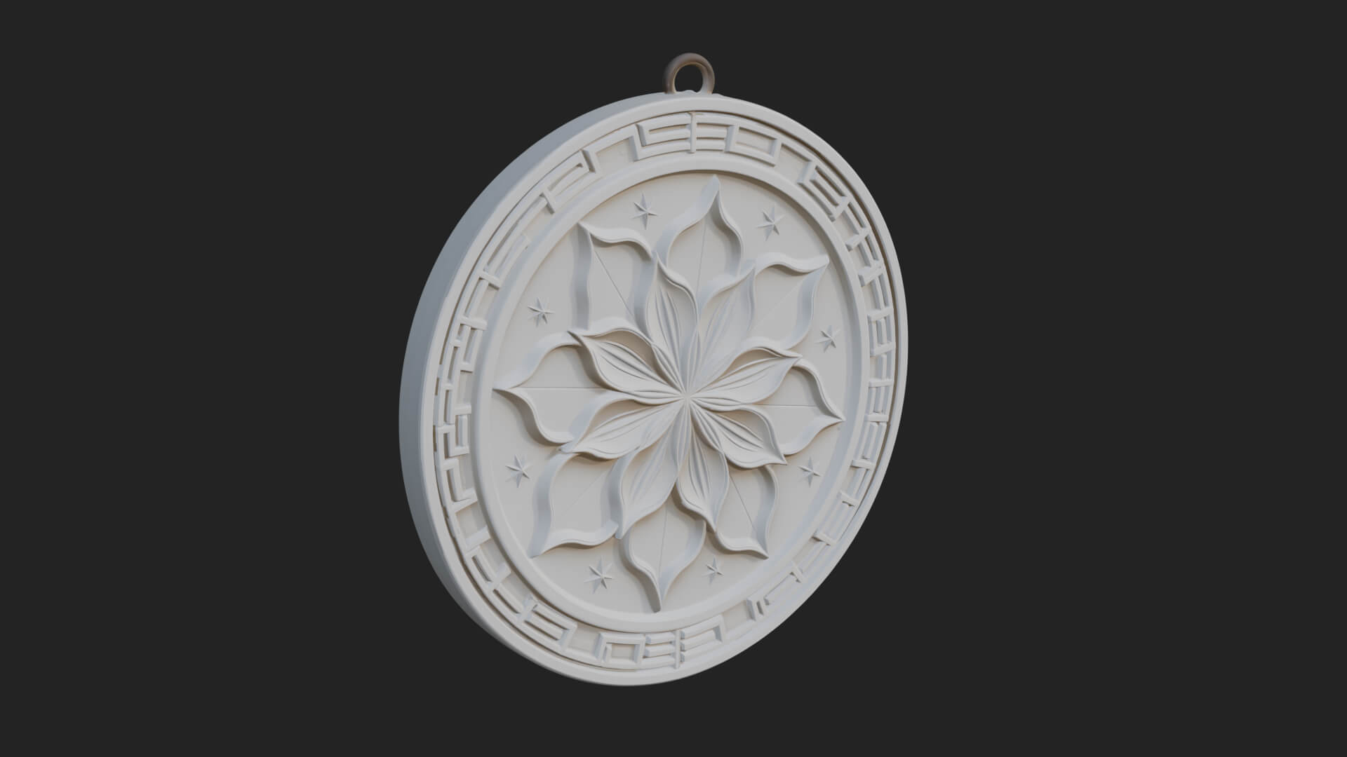 Lotus Bloom Oval Relief Plaque Design 7 3D Print Model 3D Model