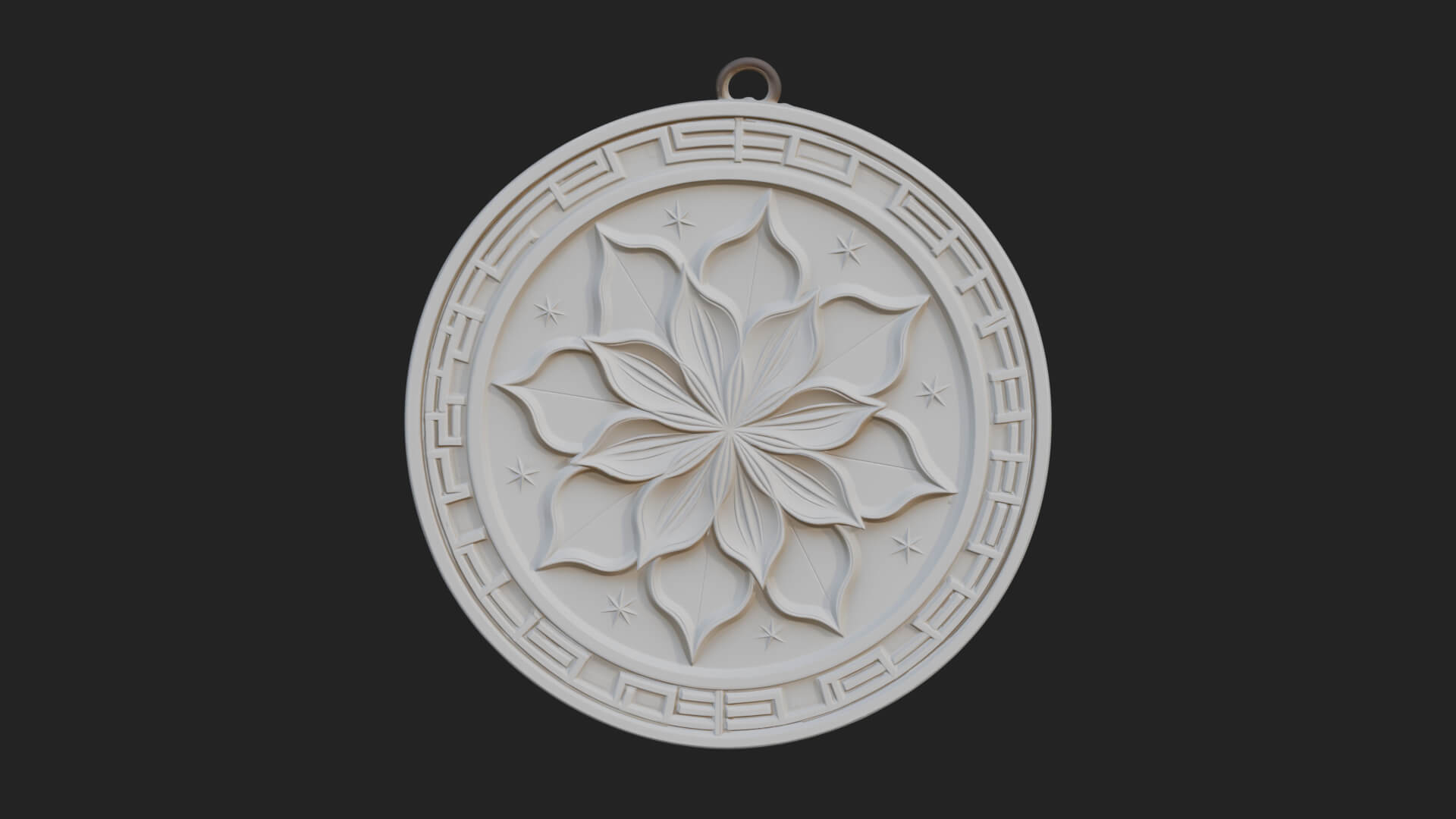 Lotus Bloom Oval Relief Plaque Design 7 3D Print Model 3D Model