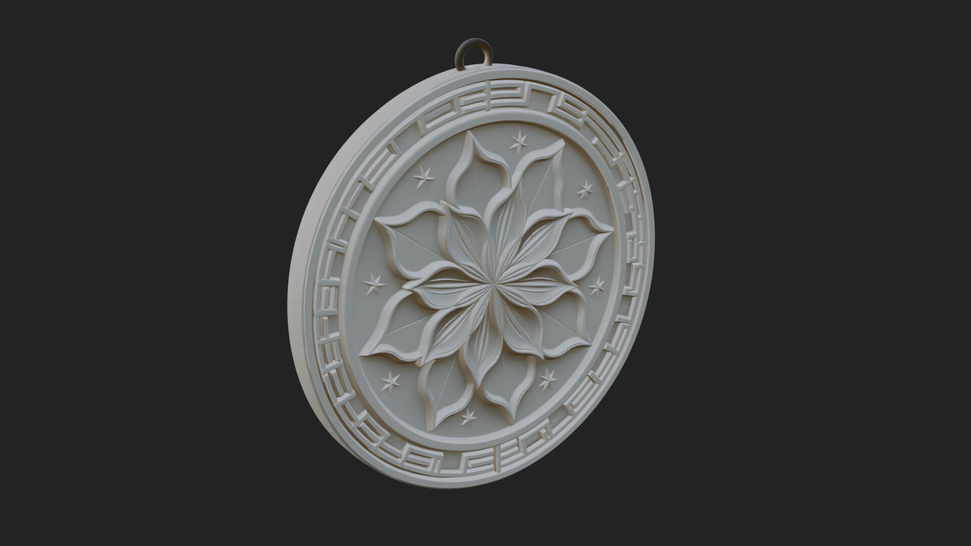 Lotus Bloom Oval Relief Plaque Design 7 3D Print Model 3D Model