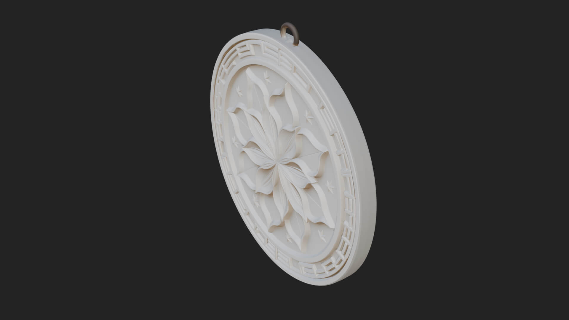 Lotus Bloom Oval Relief Plaque Design 7 3D Print Model 3D Model