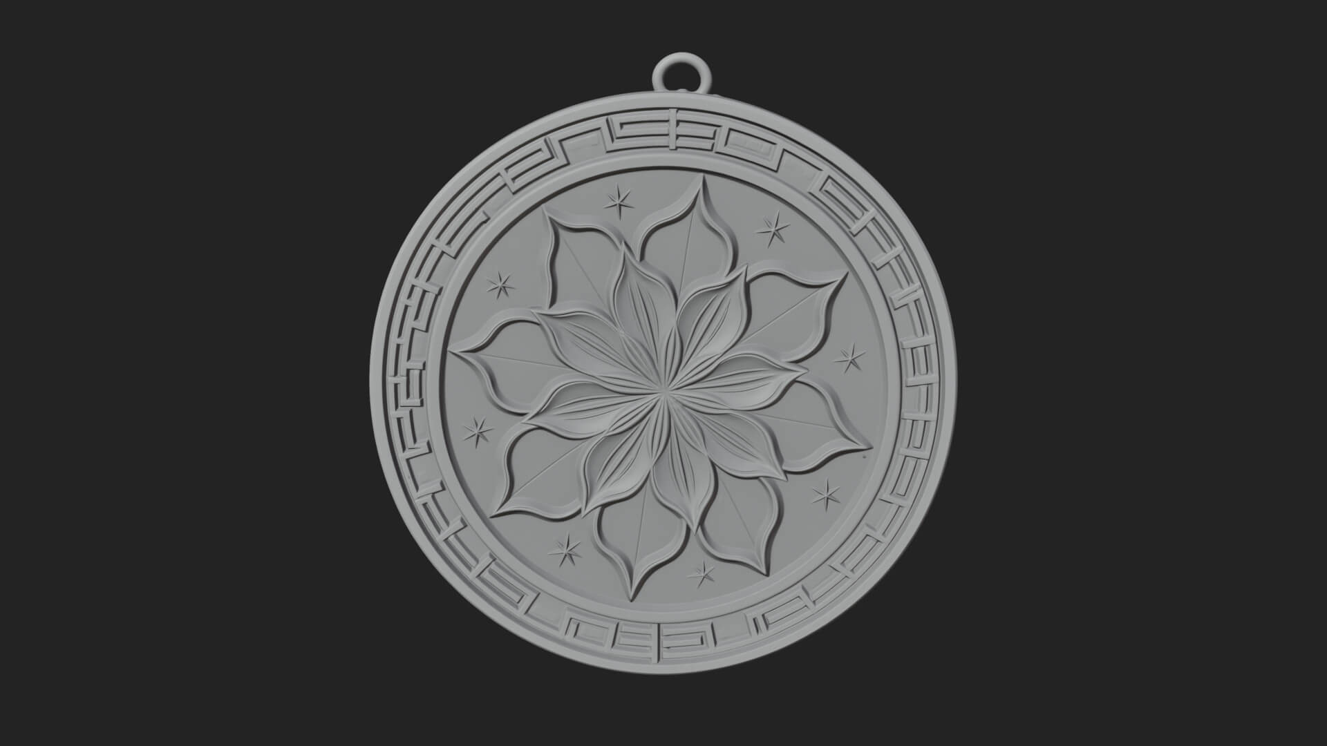 Lotus Bloom Oval Relief Plaque Design 7 3D Print Model 3D Model