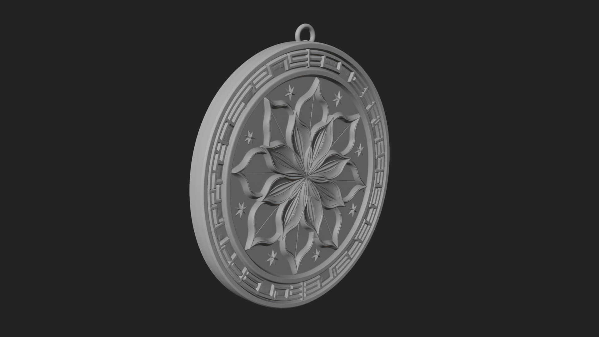 Lotus Bloom Oval Relief Plaque Design 7 3D Print Model 3D Model