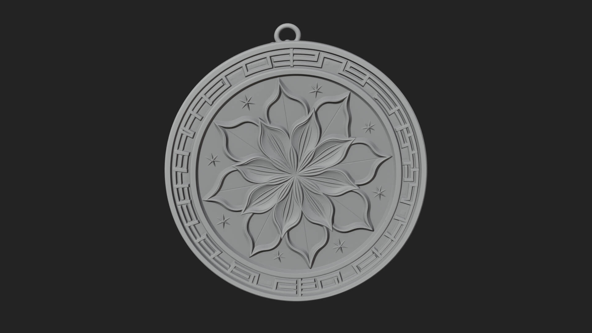 Lotus Bloom Oval Relief Plaque Design 7 3D Print Model 3D Model