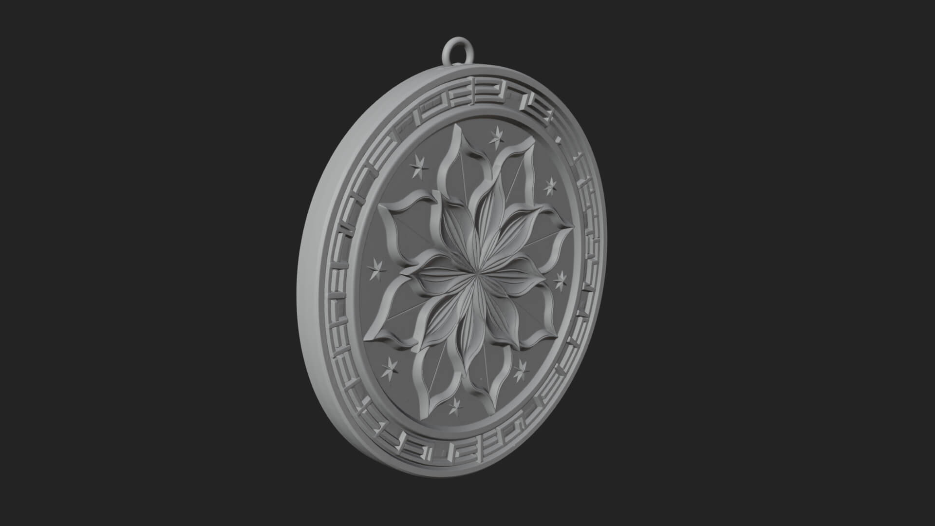 Lotus Bloom Oval Relief Plaque Design 7 3D Print Model 3D Model