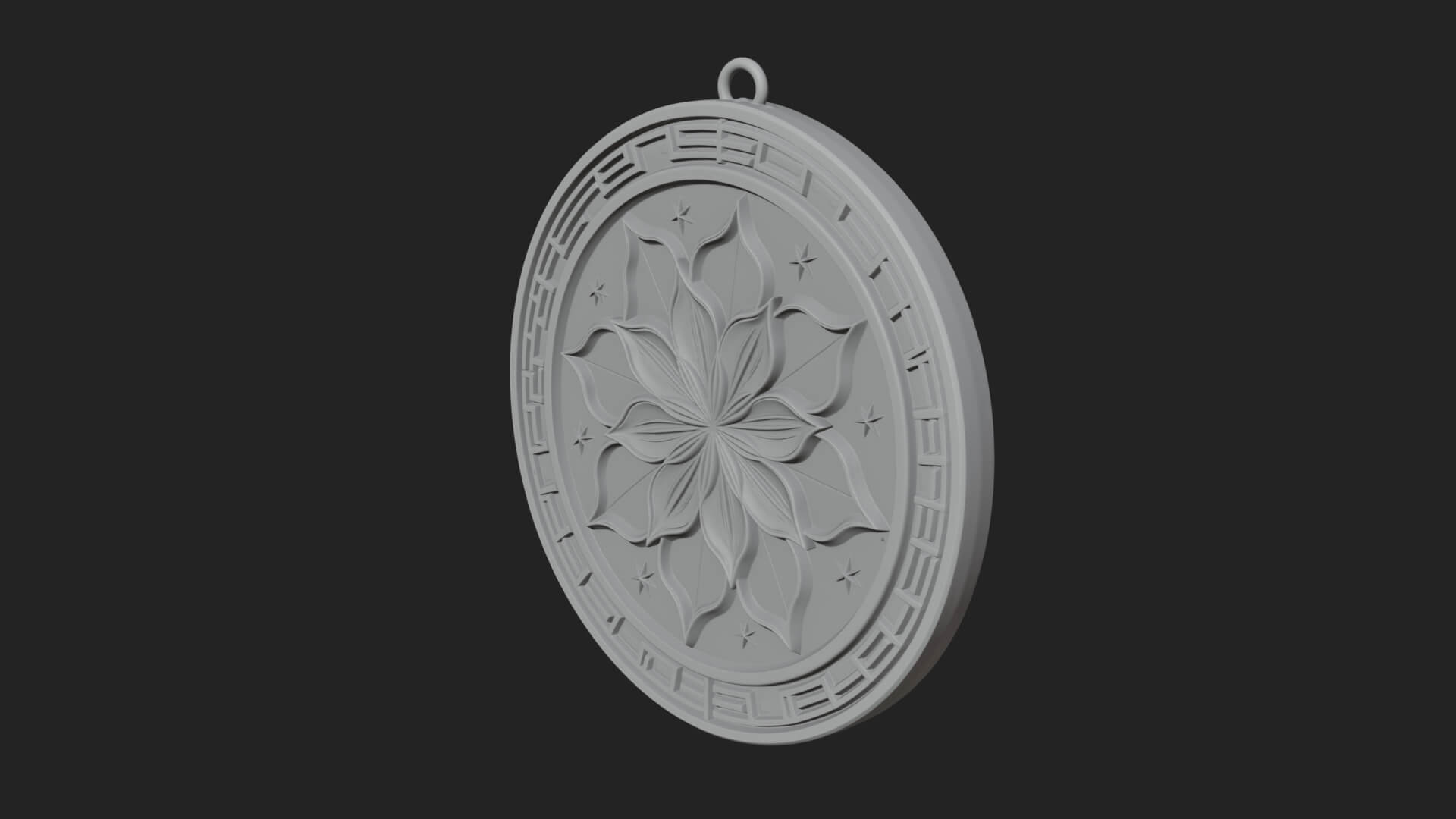 Lotus Bloom Oval Relief Plaque Design 7 3D Print Model 3D Model