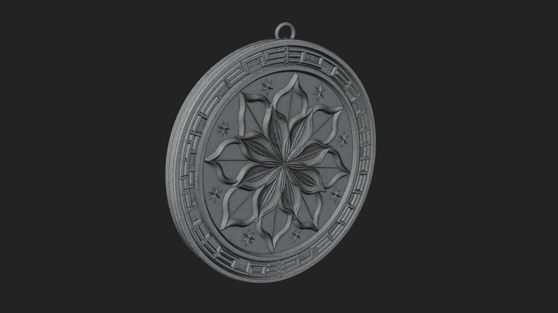 Lotus Bloom Oval Relief Plaque Design 7 3D Print Model 3D Model