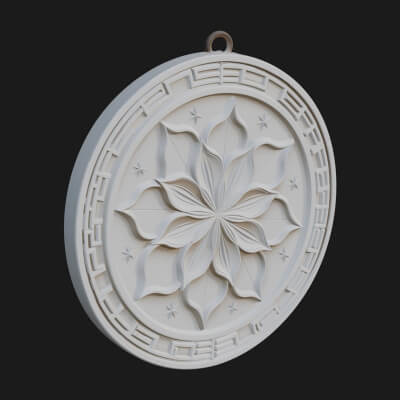 Lotus Bloom Oval Relief Plaque Design 7 3D Print Model