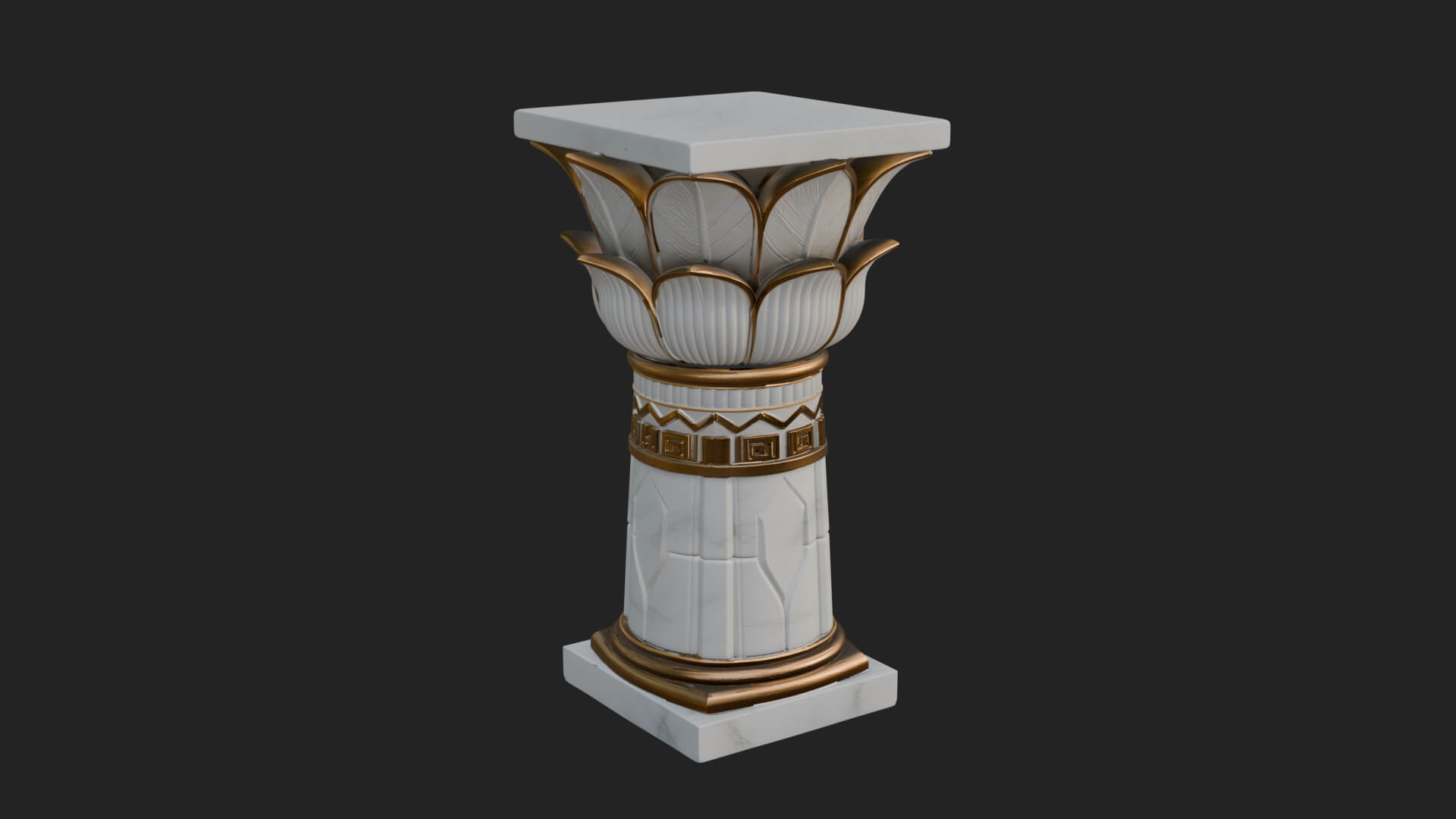 Lotus Bud Stone Column Design 1 3D Print Model 3D Model