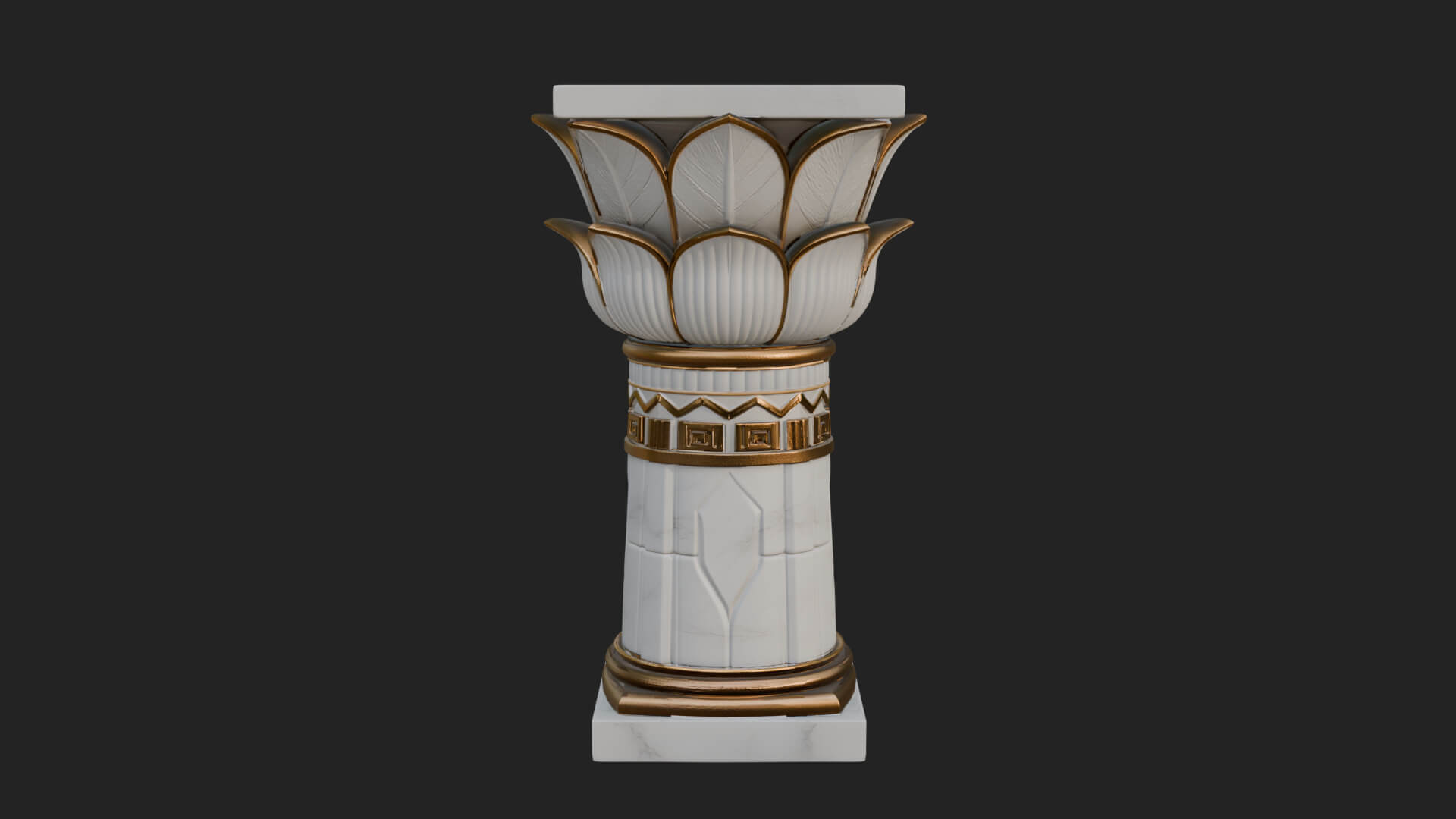 Lotus Bud Stone Column Design 1 3D Print Model 3D Model