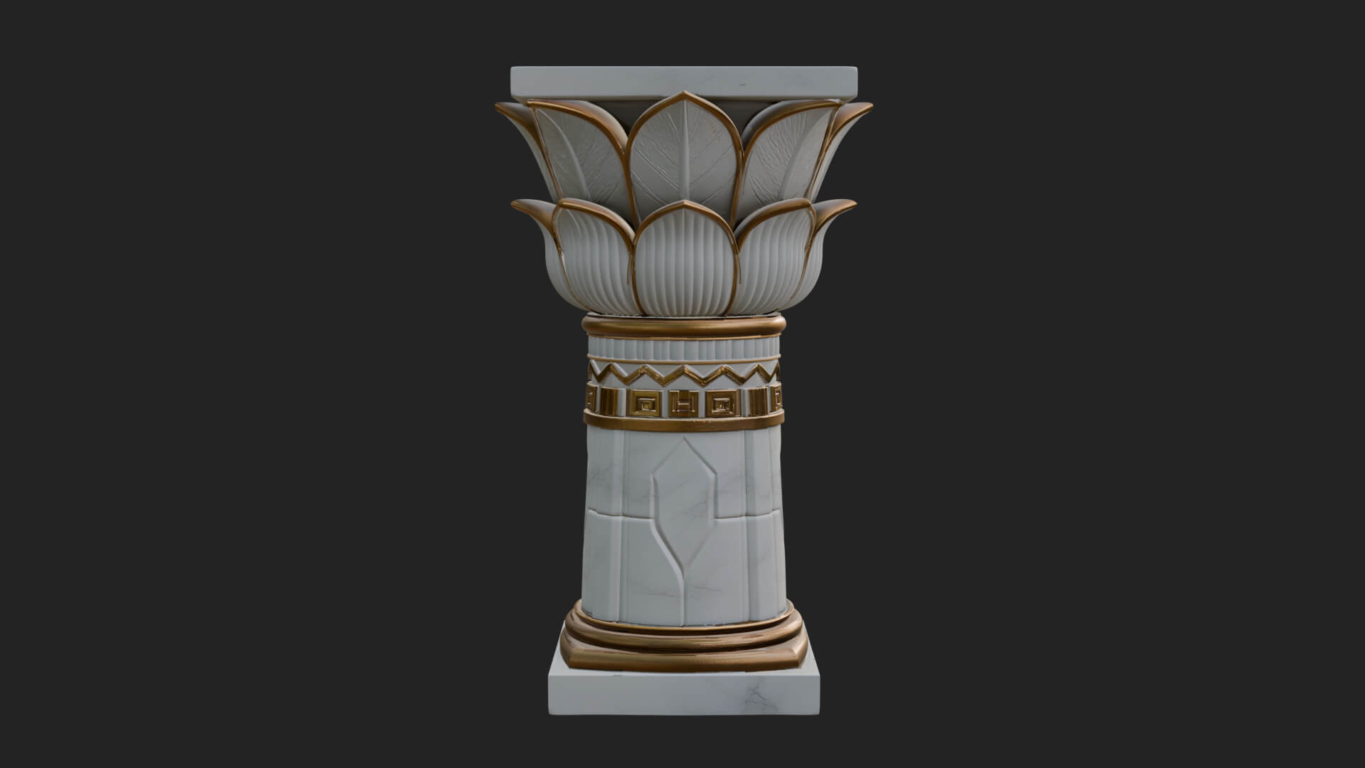 Lotus Bud Stone Column Design 1 3D Print Model 3D Model