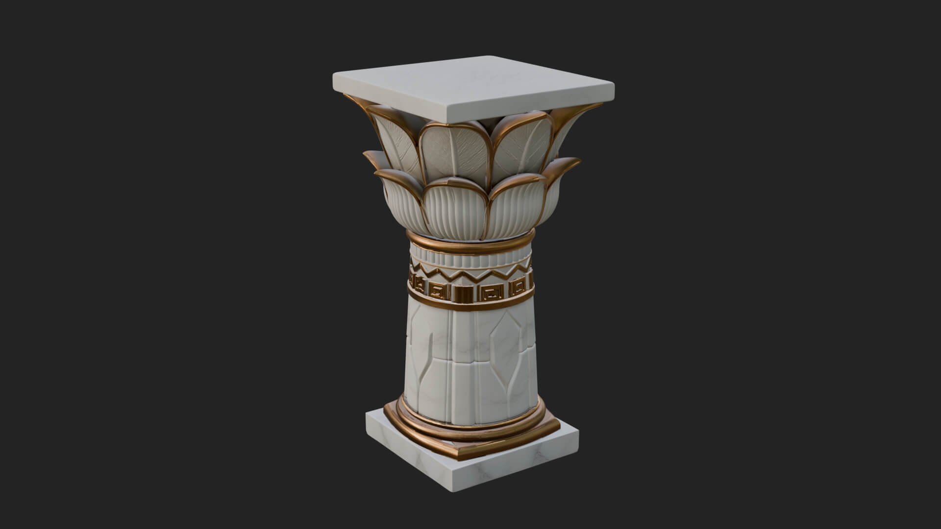 Lotus Bud Stone Column Design 1 3D Print Model 3D Model