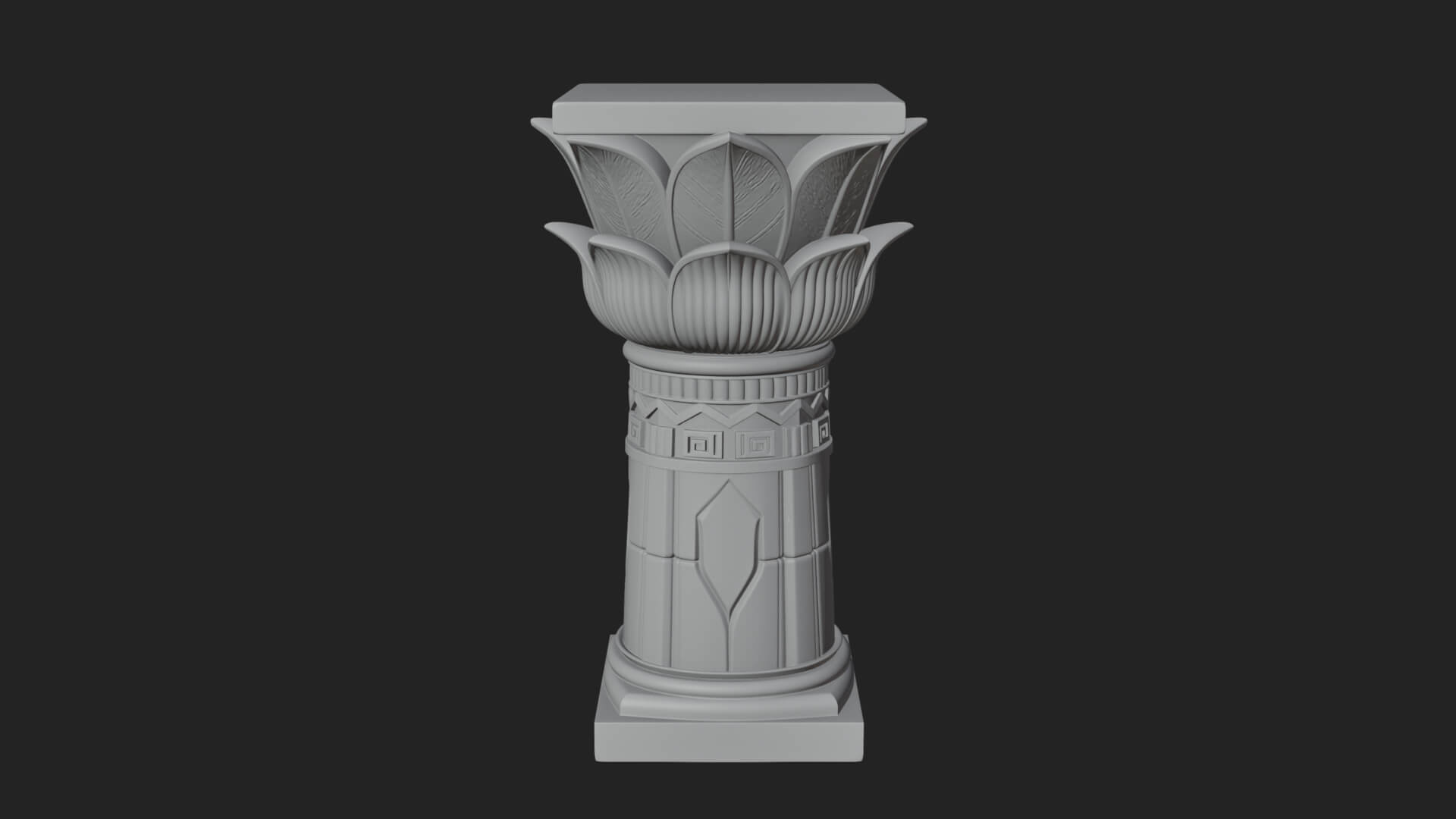 Lotus Bud Stone Column Design 1 3D Print Model 3D Model