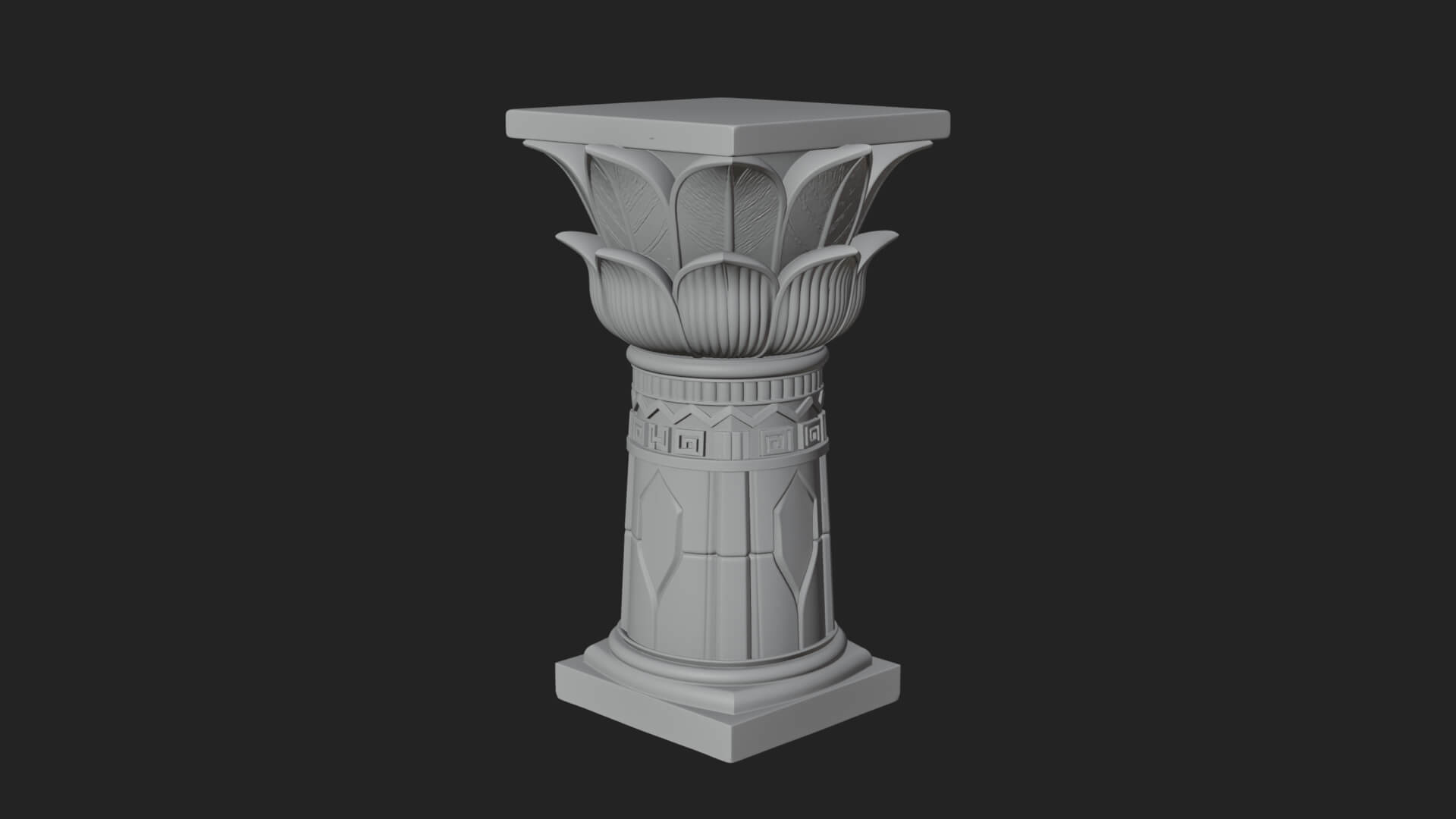 Lotus Bud Stone Column Design 1 3D Print Model 3D Model
