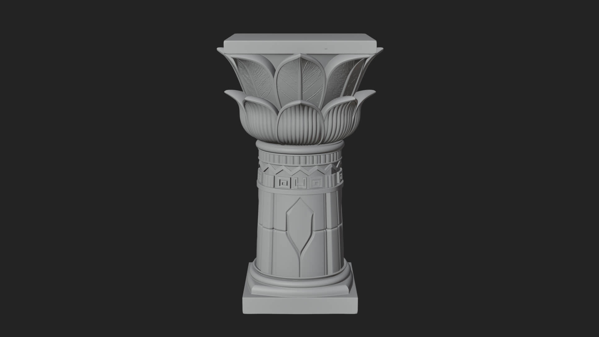 Lotus Bud Stone Column Design 1 3D Print Model 3D Model
